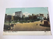 Trolly Scene Union Square New York NY Postcard