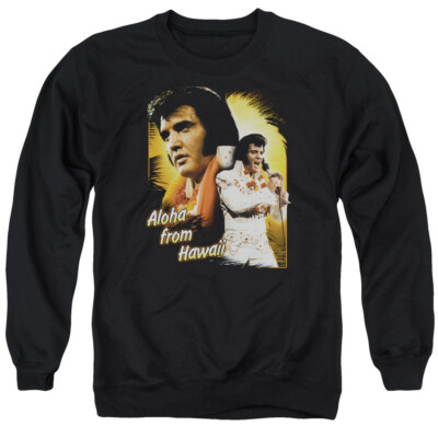 Elvis Presley Aloha Crewneck Sweatshirt Licensed Music King of Rock Black