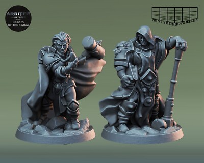 Kleriker Duo Miniatur Set Paladin Kämpfer Figur für TTRPGs wie D&D 5e Pathfinder
