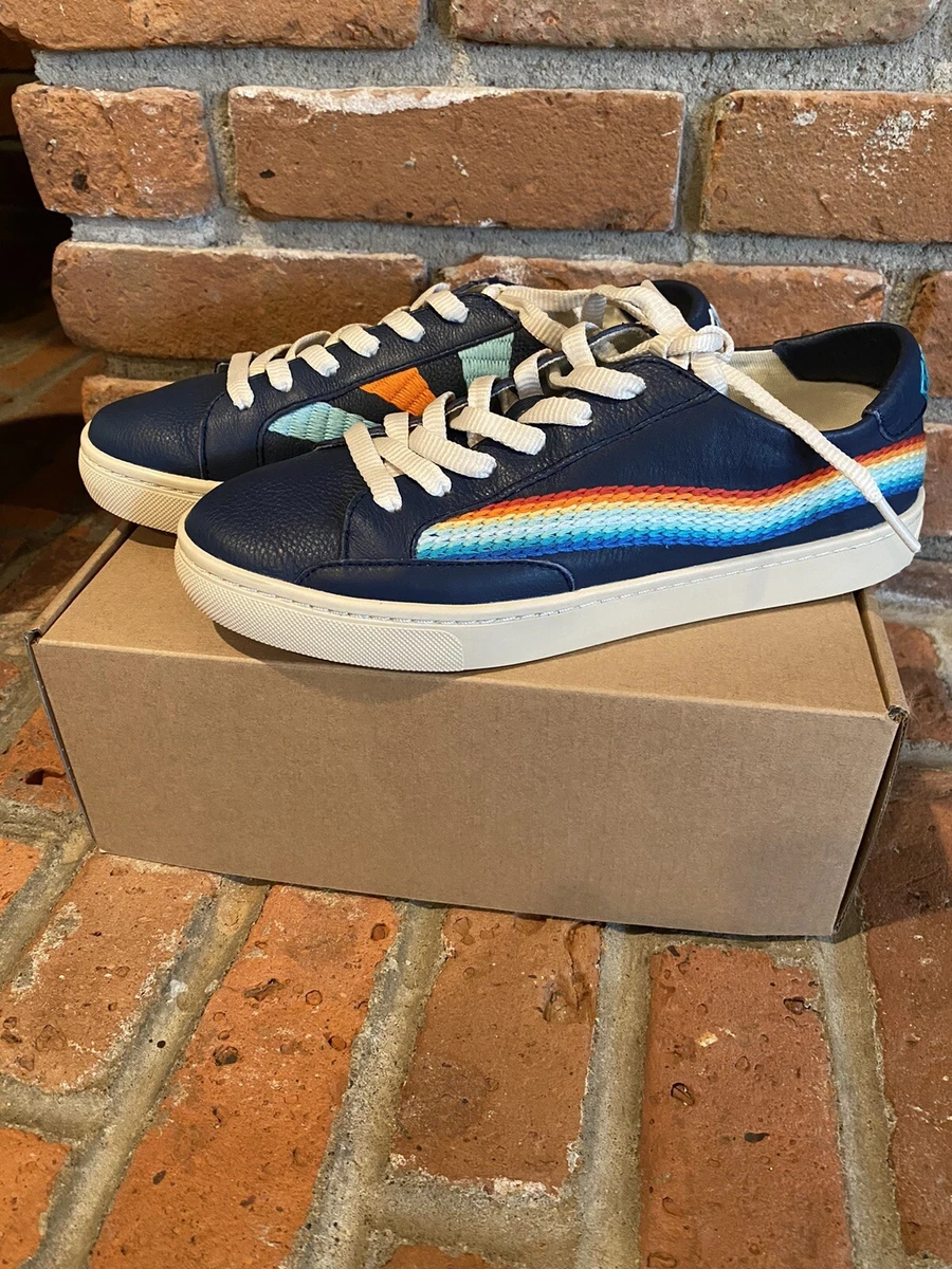 SOLUDOS RAINBOW WAVE WOMENS SNEAKERS MARINE BLUE SIZE 7.5