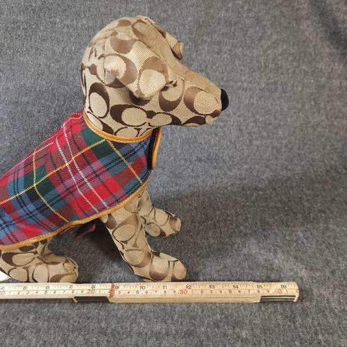 COACH Monogram Stuffed Signature Toy Dog Plaid Coat Limited 12” No Collar - Picture 17 of 17