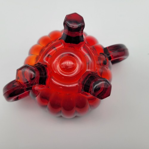 Vintage Amberina Imperial Glass 2 Bowls Deep Red Footed Sugar Bowl Cottagecore - Picture 8 of 10