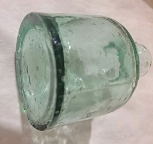 Antica bottiglia d'inchiostro soffiato a mano in alto applicato acqua grezza anni 1880 35 marchi - Foto 3 di 11