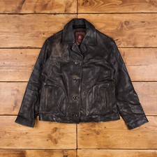 Vintage The Territory Ahead Leather Jacket M 90s Faded Black Womens Button