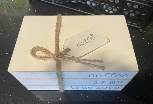 Wood Book Stack Coffee Lover - Picture 2 of 7
