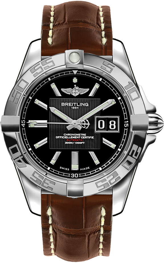Breitling Galactic 41 Ebony Black Cockpit Double Date SS A49350