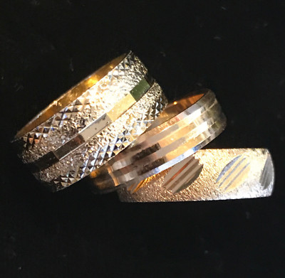 Lot of 3 Vintage Rings Size 6 Unworn! Gold Tone Diamond Cut Etched NOI