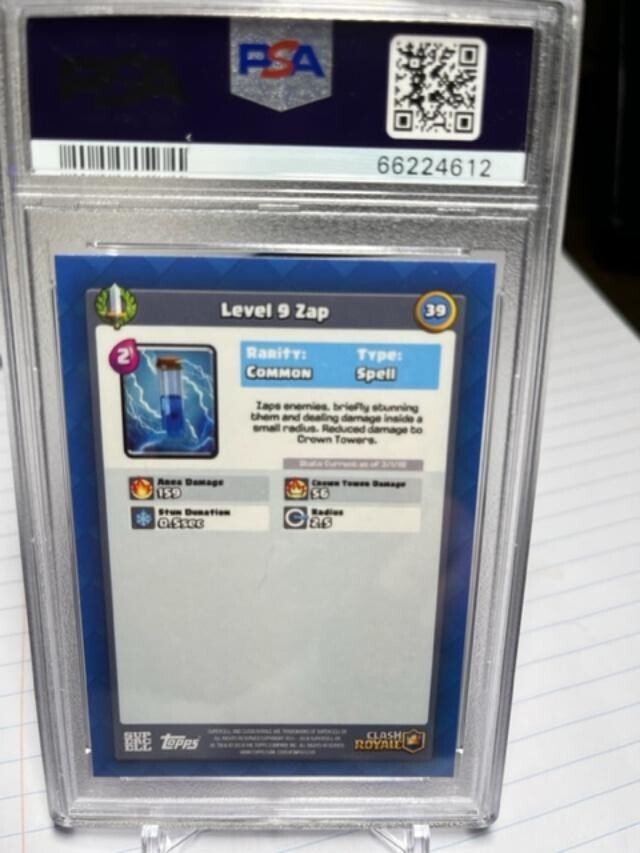 2018 Topps Clash Royale Card ZAP PSA 9 2nd graded Zap card by PSA