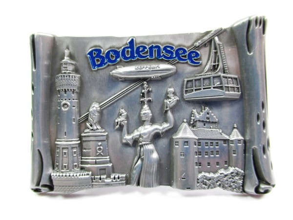 Bodensee Magnet Metall Souvenir Germany Lindau Hafeneinfahrt Zeppelin-image