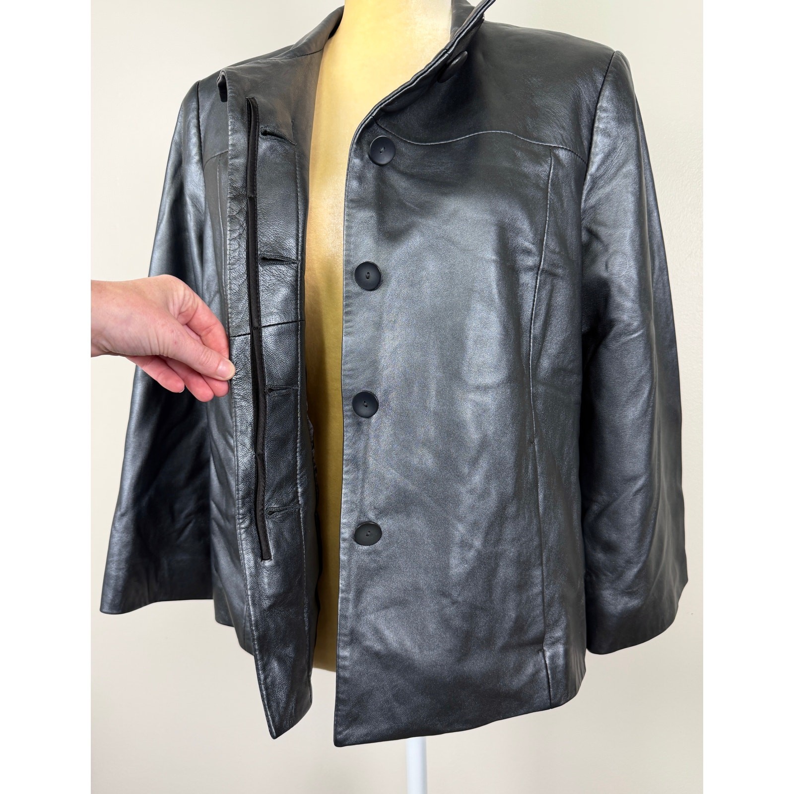 Pendleton Metallic Leather Button Down Jacket Bla… - image 6