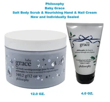 Philosophy BABY GRACE Perfumed Salt Body Scrub & Hand & Nail Cream New & Sealed