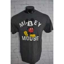 Walt Disney World T-Shirt Mickey Mouse Gray Gray Cotton Blend Mens Size Large