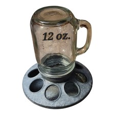 Collectible Galvanized 8 Hole Chicken Feeder With Golden Harvest Jar