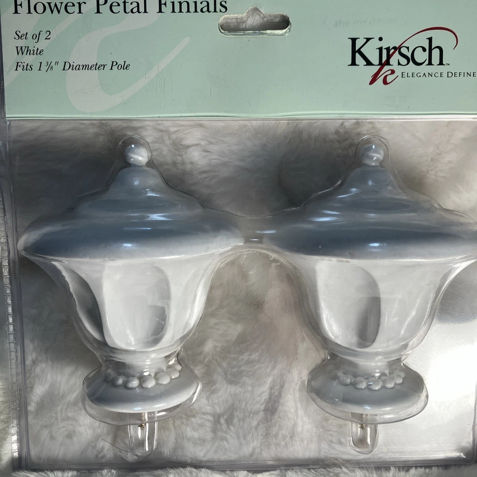 Juego de 2 remates de flores blancas de Kirsch - Nuevo en caja - Ajuste poste de 1 3/8 pulgadas - 2017a.025 Foto 4 de 4