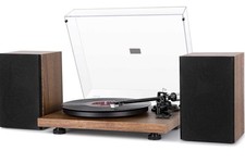 1 BY ONE Bluetooth Turntable HiFi System with 36 Watt Bookshelf Speakers