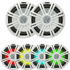 2 Kicker 45KMF124 12" Freeair Subwoofers - 2 Kicker 12" LED Grille (White)
