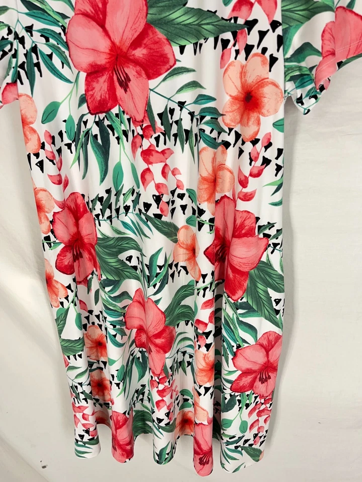 Vestido LULAROE Jessie Grande Floral Bolsillos Elastizado Manga Corta Tropical NUEVO Foto 2 de 4