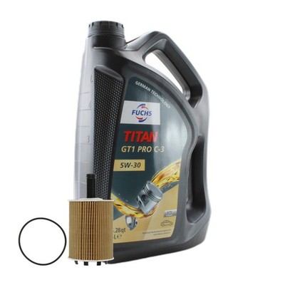5L Fuchs TITAN GT1 PRO C-3 5W-30 Mahle Engine Oil Change Kit for Jetta TDI CJAA