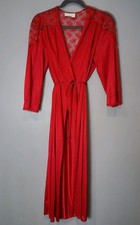 Vintage 70s Lace Maxi Robe Sz 3X Dreamy Red Whimsigoth Ethereal Fairy Jewel Tone