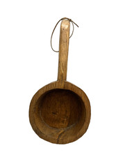 Vintage Fulgenzi Hand Carved Large Wooden Scoop Bowl Long Handle Made in Italy