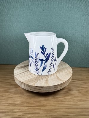 Dekorative dekorative weiße Keramik Aufsteller Kanne Vase 12x8cm blaue Blätter Design