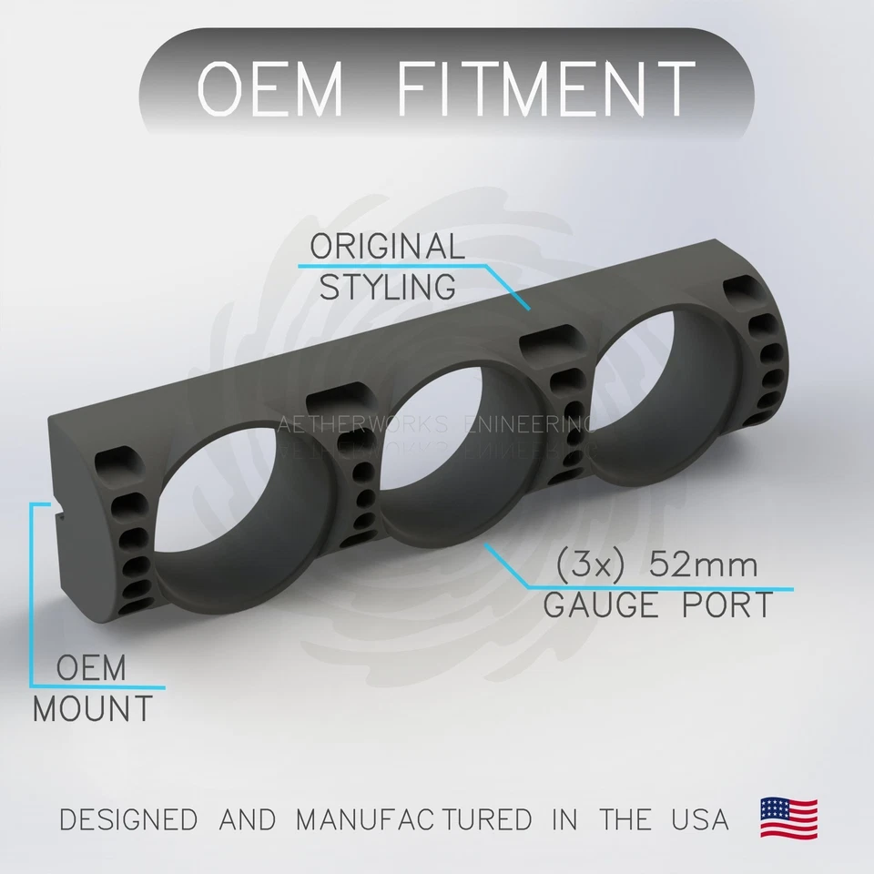 BMW E30 Boost Gauge Pod / AFR Gauge Dashboard Pod 52mm (Triple) - Factory Fit - Image 2 of 4