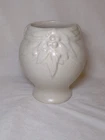 Vintage 30s McCoy Satin Finish Off White Leaves & Berries Vase Planter 7"