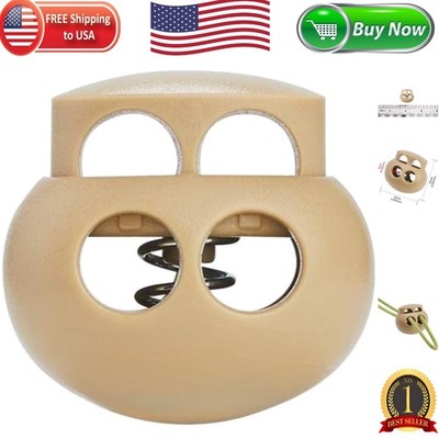 Durable 10PCS Khaki Double Hole Cord Stoppers - Lightweight & Versatile