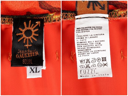 Jean Paul Gaultier Soleil Size XL Vintage Mesh Orange Floral Belted Maxi Dress - Picture 9 of 18