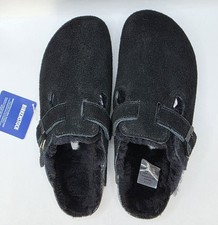 Birkenstock Boston Shearling Leather Suede Black Color Narrow