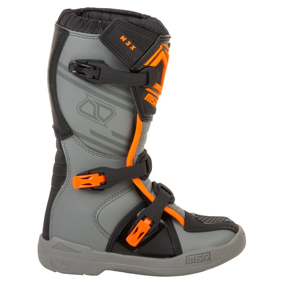 MSR™ Youth M3X Motocross / Dirt Bike Boots Size 6 Grey/Orange Foto 2 de 4