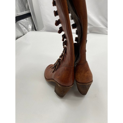 Frye 10 Izzy Gladiator groß braun Leder Schnallen offene Zehenpartie Stiefel - Bild 7 von 9