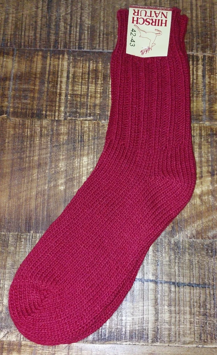 100% Pure Wool Chunky Knit Sock (UK 8-9 / EU 42-43) Red, Hirsch Natur 191 - 04