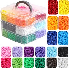 3600 Pony Beads Bulk 6x9mm Colorful Acrylic Beads for Bracelets Crafts