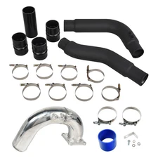 Black Intercooler Pipe & Polished Intake Elbow Tube Kit For 03-07 Dodge Ram 5.9L