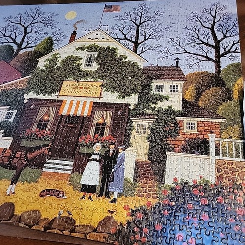 Vtg 1992 Charles Wysocki Birdie's Perch Coffee Shop Jigsaw Puzzle 1000 Pieces MB - Picture 5 of 10