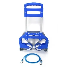 Portable Folding Collapsible Aluminum Cart Dolly Push Truck Trolley Blue Durable