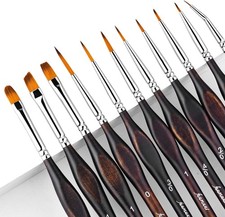 Tyrkuiy Detail Paint Brush Set 11PCS Fine Miniature Micro Brushes for Art Painti