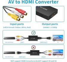 RCA to HDMI Converter, Analog Composite to HDMI Adapter Compatible VCR,DVD,VHS