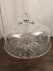 Vintage Anchor Hocking "Canfield" Clear Glass Pedestal Cake Stand W/Dome Lid