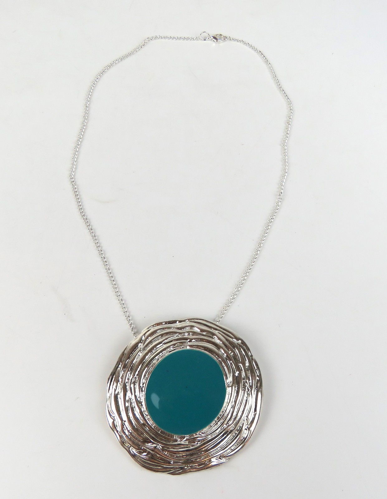 Silver-Tone Statement Necklace  Abstract, Wavy Ro… - image 3