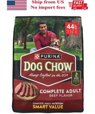 Purina Dog Chow Complete Adult Dry Dog Food, Kibble Beef Flavor, 44 lb