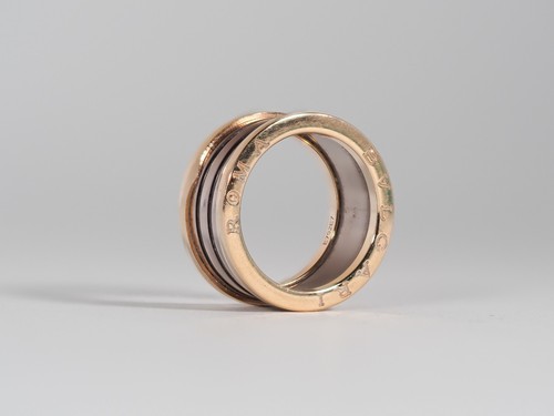 Bvlgari B.zero1 Roma 18K Rose Gold Bronze Ceramic 4-Band Ring Size 60