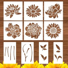 10Pcs Large Flower Stencils for Painting, 14 inch Floral Templates Drawing...
