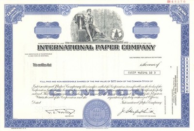 International Paper Co. - 1976 dated Specimen Stock Certificate - Specimen Sto