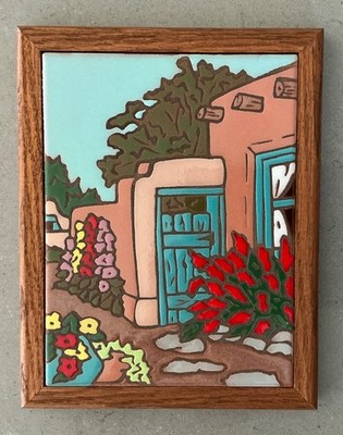 Mag Mor Studios Hand Painted Art Tile Trivet 9  x 7  Adobo Santa Fe New Mexico