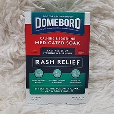 Domeboro Medicated Soak Rash Relief 12 Powder Packets Itching Burning New Sealed