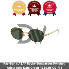 Ray-Ban x A AP Rocky Sunglasses Polished Arista Gold Dark Green RB3929-001/71