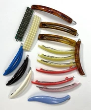 Vintage Hair Barrettes Lot of 16 Clips Various Colors/Styles