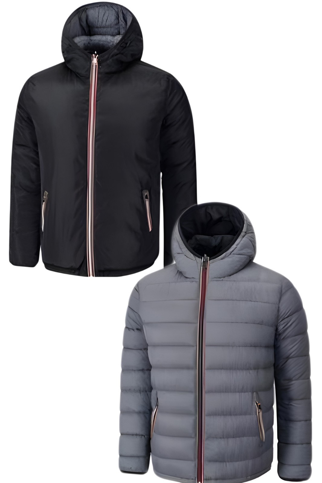 Giubbotto Invernale Double Face Uomo Giubbino Cappuccio Imbottito Giacca VEQUE